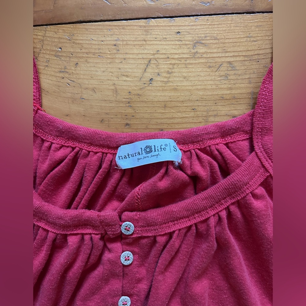 Natural Life Relaxed Button Down Midi Dress - red - Picture 4 of 5